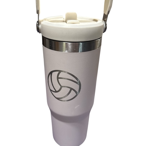 Stanley Cream Color tumbler with Volleyball Design - Picture 1 of 5
